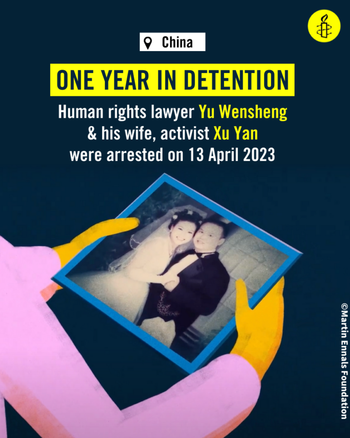 Joint statement on the detention of Chinese human rights lawyer Yu Wensheng and his wife, activist Xu Yan
