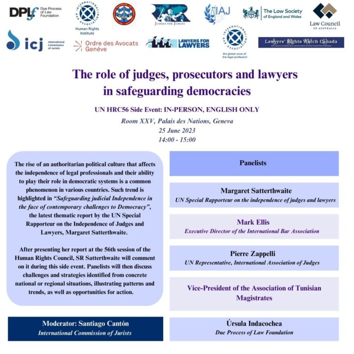 UN side event: The role of judges, prosecutors and lawyers in safeguarding democracies
