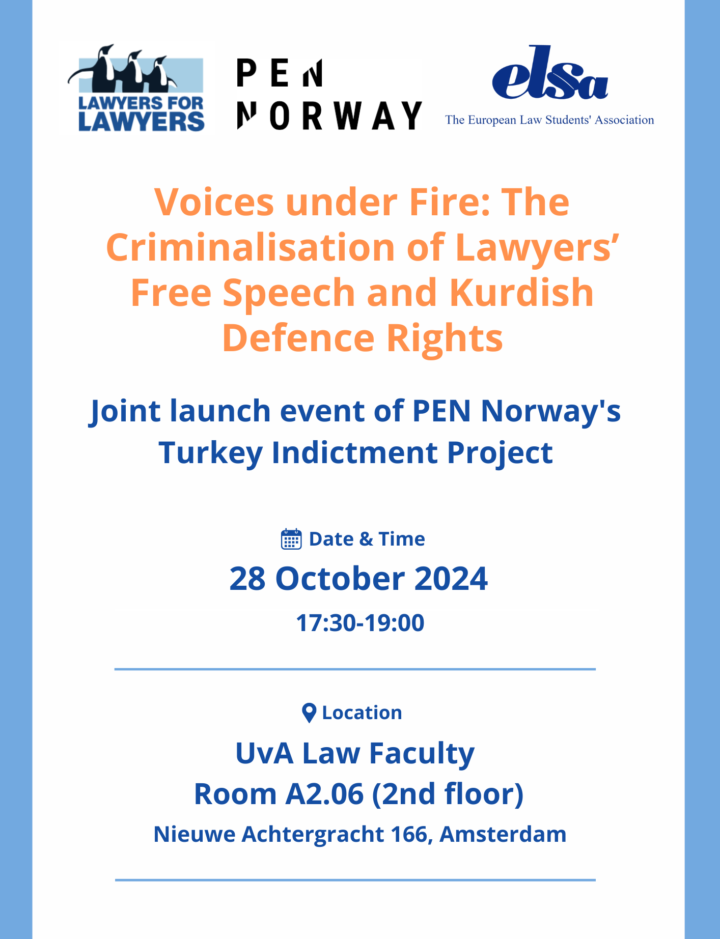 Invitation - Joint event on 28 October: Lawyers’ free speech in Turkey